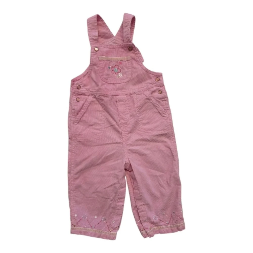 Vintage Y2k Carter's Pink Embroidered Flowers Overalls